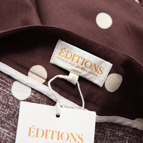 Sezane Camillo Trousers Polka Dot Pants Wide Leg Ecru Chocolate Brown Sz 42 New - Picture 3 of 8